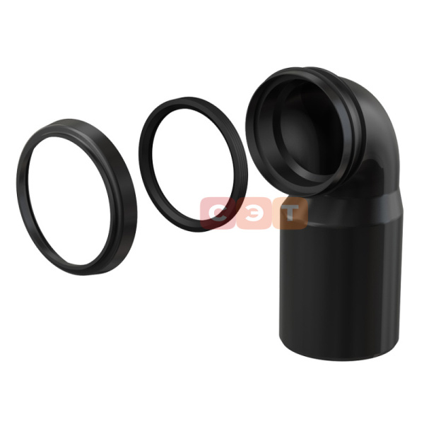 Труба фановая L=205 мм 90°, вход 90 мм, выход 110 мм